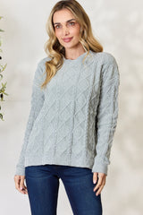 BiBi Women's Cozy Cable Knit Round Neck Sweater - Stylish Winter Wardrobe Essential
