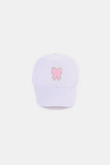 Zenana Women's Baseball Cap with Ribbon Bow and Chenille Patch, 100% Cotton