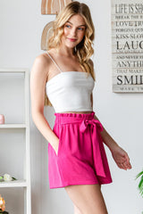 Heimish Trendy Texture High Waist Tied Summer Shorts for Women