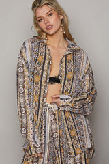 POL Long Sleeve Button Down Printed Shirt - Stylish Rayon Top for Versatile Outfits