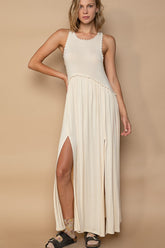 Chic POL Sleeveless Maxi Dress with Back Zipper & Front Slit