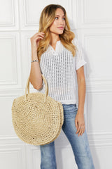 Eco-Friendly Justin Taylor Ivory Straw Rattan Handbag - Large Boho Chic