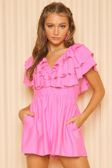 Idem Ditto Women's Ruffled Layered Tie Back Romper – Chic Summer Essential