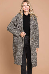 Culture Code Full Size Teddy Coat with Lapel Collar & Double-Breasted Design