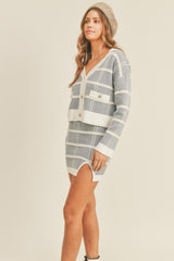 MABLE Women's Plaid Button Down Sweater Cardigan & Mini Skirt Set - Chic Two-Piece Outfit