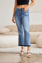 Judy Blue Full Size Release Hem Cropped Bootcut Jeans - Trendy & Versatile Denim