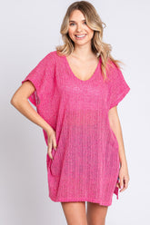 GeeGee Short Sleeve Knit Cover-Up Dress with Side Slits - Stylish Summer Essential