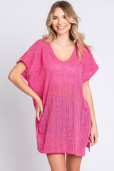 GeeGee Short Sleeve Knit Cover-Up Dress with Side Slits - Stylish Summer Essential