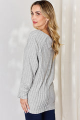 Trendy Full Size Ribbed Round Neck Slit T-Shirt for Women | Basic Bae Collection