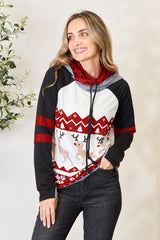 Festive Full-Size Christmas Drawstring Hoodie - Long Sleeve Comfort