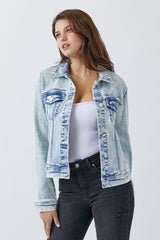 RISEN Button-Up Washed Denim Jacket for Effortless Style