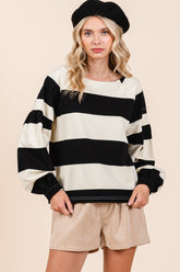 Mittoshop Women's Striped Snap Shoulder Long Sleeve T-Shirt - 100% Cotton