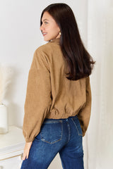 Trendy Long Sleeve Dropped Shoulder Jacket - Perfect for Layering