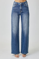 RISEN High Waist Stretch Jeans with Functional Pockets - Flattering Fit