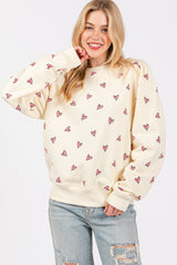 Cozy Heart Print Oversized Crewneck Sweatshirt - SAGE + FIG