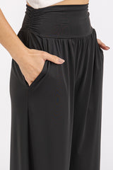 Mittoshop Women's Stretch Banded Waist Wide Leg Pants with Pockets - Versatile Comfort & Style
