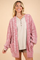 Stylish VERY J Cable Knit Open Front Cardigan for All Seasons