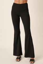 Mittoshop Stylish Crepe Knit Flare Leg Pants with Elastic Waist