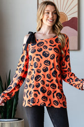Heimish Pumpkin Print One-Shoulder T-Shirt - Trendy Fall Fashion