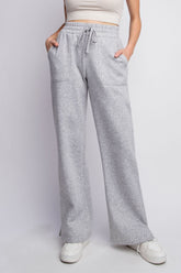Faith Apparel Women's Drawstring Slit Sweatpants - Full Size Straight Leg Loungewear