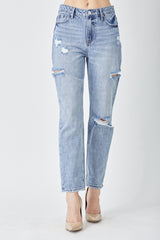 RISEN Distressed Slim Cropped Jeans - Trendy Denim for Modern Fashion