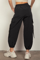 Trendy Y2K Elastic Waist Cargo Pants with Pockets & D Rings - Durable & Stylish
