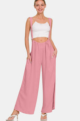 Zenana Wide Leg Overalls with Pockets & Wide Straps - Trendy & Comfortable