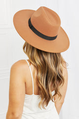 Fame Enjoy The Simple Things Tan Fedora Hat with Black Ribbon