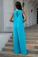Trendy Sleeveless Jumpsuit with Tie Back & Cutout Design - Double Take