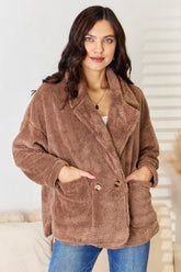 Culture Code Women's Double Breasted Fuzzy Coat - Elegant Style & Comfort