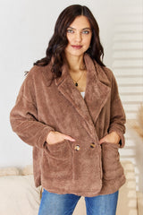 Culture Code Women's Double Breasted Fuzzy Coat - Elegant Style & Comfort