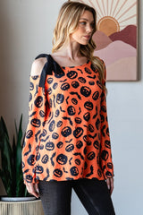 Heimish Pumpkin Print One-Shoulder T-Shirt - Trendy Fall Fashion