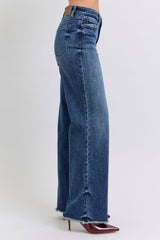 Judy Blue Full Size Raw Hem Mid Rise Jeans - Trendy & Versatile Denim