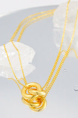 Elegant Linked Ring Pendant Necklace - Trendy Brass Chain