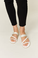 WILD DIVA Elegant Rhinestone Strappy Flat Sandals for Women