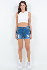 American Bazi High Waist Distressed Frayed Denim Shorts - Trendy Summer Fashion