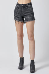 RISEN Women's Raw Hem Denim Shorts with Pockets - Trendy Summer Wardrobe Essential
