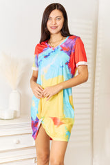 Trendy Tie-Dye V-Neck Twisted Dress - Perfect for Summer