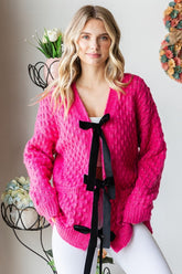 First Love Women's Tie Closure Open Knit Cardigan - Cozy & Stylish