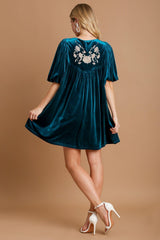 Umgee Women's Embroidered Velvet Mini Dress with Tassels - Perfect for Special Events