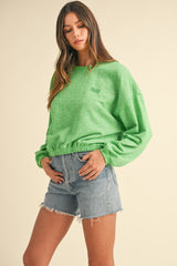 Mable Round Neck 'Malibu Vintage' Embroidered Crop Sweatshirt