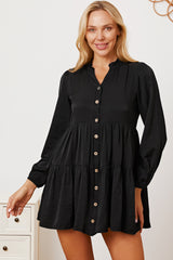 Women's Ruffled Tiered Long Sleeve Button-Up Shirt - Elegant and Comfortable