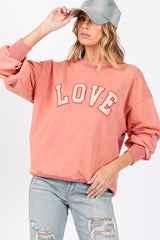 SAGE + FIG LOVE Path Applique Drop Shoulder Sweatshirt - Cozy & Stylish Loungewear