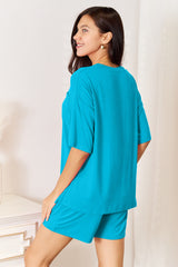 Basic Bae Women's Full Size Soft Rayon Half Sleeve Top & Shorts Set - Relaxed & Stylish Loungewear
