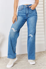 Judy Blue High Waist Distressed Straight-Leg Jeans - Stylish, Comfortable & Versatile