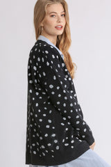 Umgee Women's Polka Dot Cardigan - Open Front, Drop Shoulder