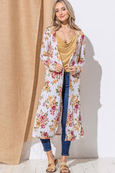 Floral Kimono Open Front Longline Cardigan - Chic & Versatile Layer by And The Why