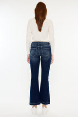 Kancan Petite Mid Rise Button Fly Flare Jeans - Stretch Denim & Trendy Style