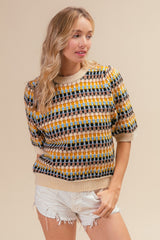 BiBi Women's Multi-Color Half Sleeve Sweater - Vibrant Knitwear for All Seasons