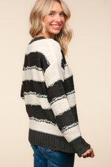 Haptics Striped Contrast Distressed Sweater - Trendy & Stylish Wardrobe Essential